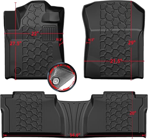 Alfombrillas antideslizantes 3D para camión, 3 piezas, ajuste personalizado, Toyota Tundra 2014-2021, cabina doble y Crew Max Cab  Revestimientos de
