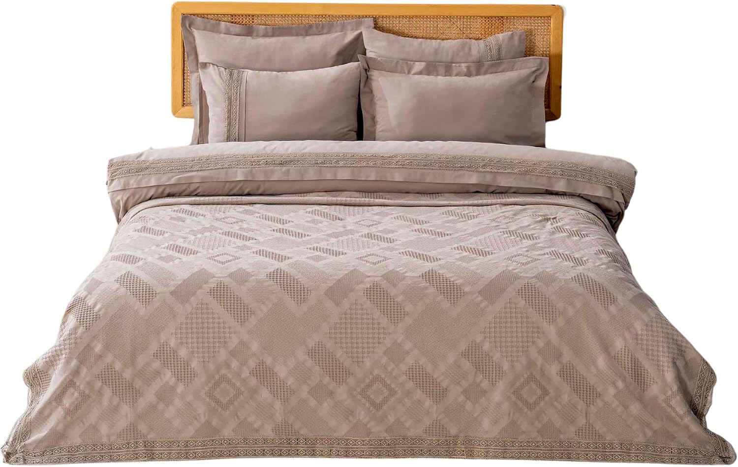 7-Piece 100% Cotton Bedding Set with Bedspread, Duvet Cover, Flat Sheet & Pillowcases | Oversized Cotton Bedspread Set for Bedroom & Everyday Use