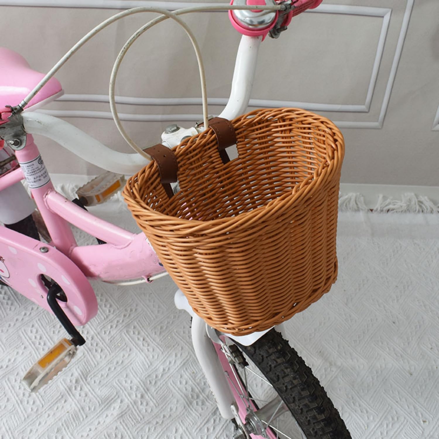 Cestino per bici per bambini in vimini fatto a mano cestino in vimini per bicicletta cestino anteriore per manubrio scooter cestino per manubrio scooter cestino per bici per bambini borsa per bici da