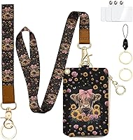 Vista 26 de bolimoss Cordón con cartera, funda de identificación con cremallera y cordón, soporte para credencial, cartera con cordón para mujer, cartera