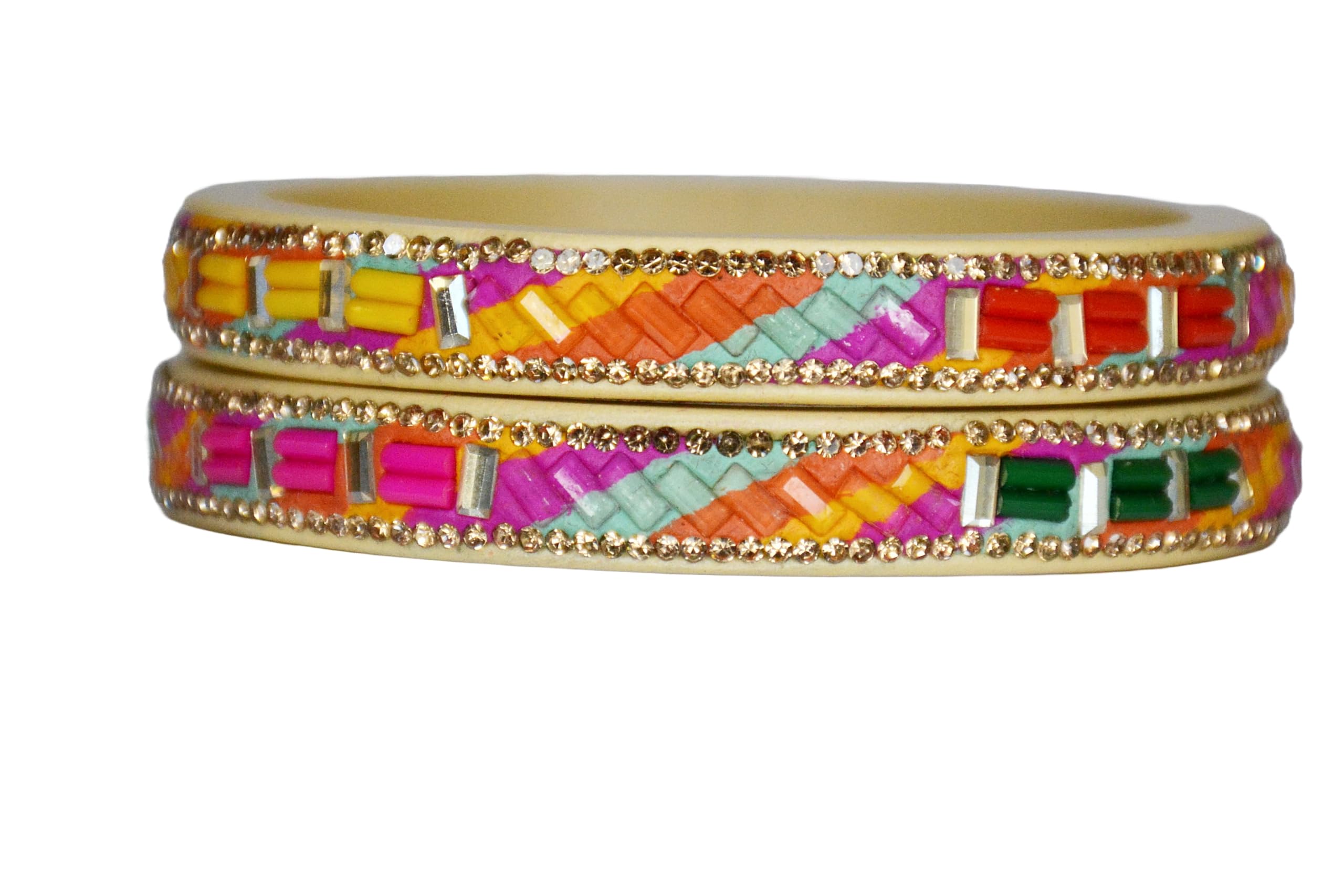 Rajasthani Handmade Lac/Lakh Bangles Multicolor (Pack of 2 Bangles) (Style 1, 2.8 Inches) (B0CMJNTC15) Amazon Price History, Amazon Price Tracker