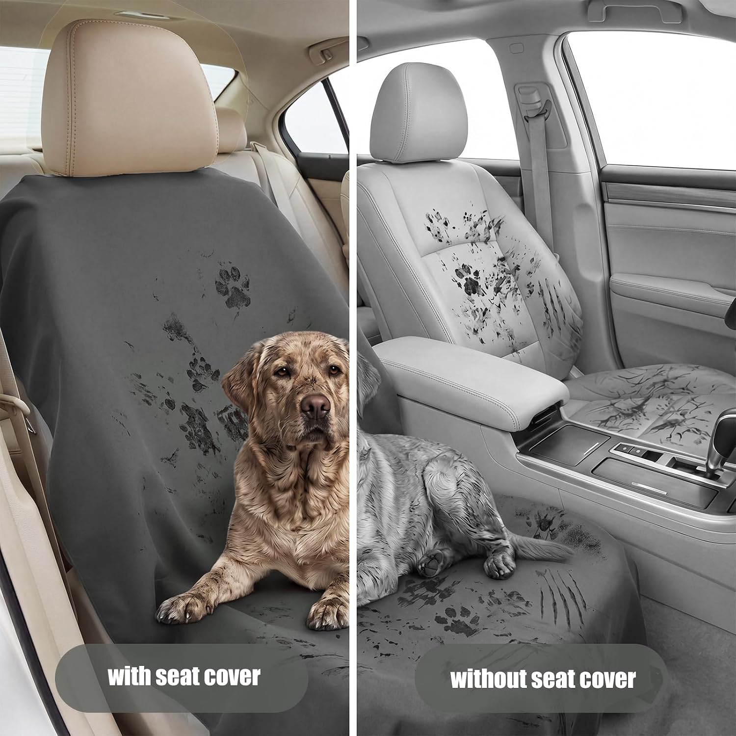 BBTO 2 Pack Car Seat Cover Towel, Universal Seat Protector Towel for Trucks and Cars, Sweat Towels Seats Cover for Sports Gear, Dogs and Wet Clothing (Grey)