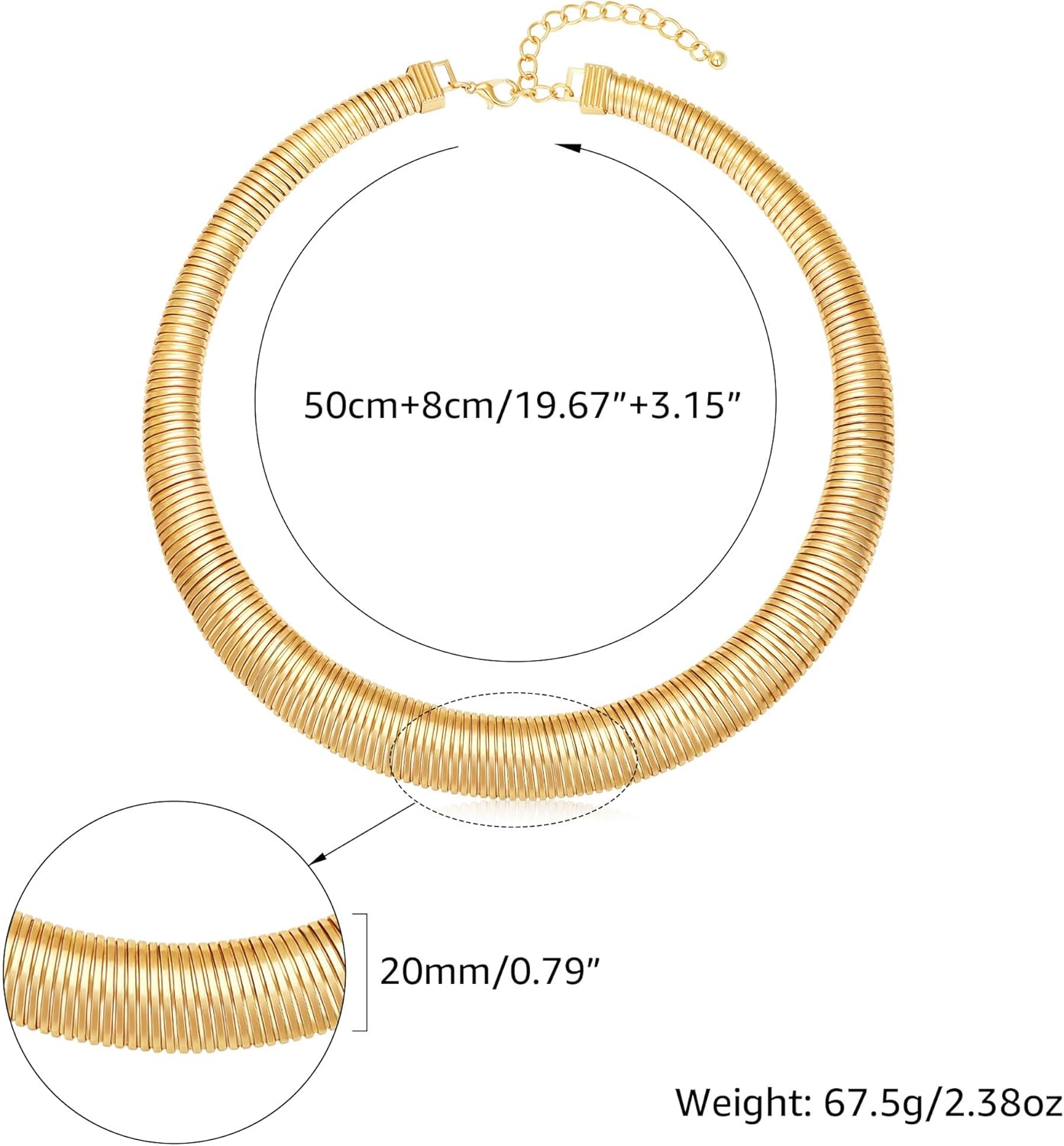 MISS RIGHT Chunky Gold Chain Statement Choker Necklace for Women Trendy, 14K Gold Plated Thick Snake Chain Collar Torque Layered Necklaces Jewelry Gifts - Image 3