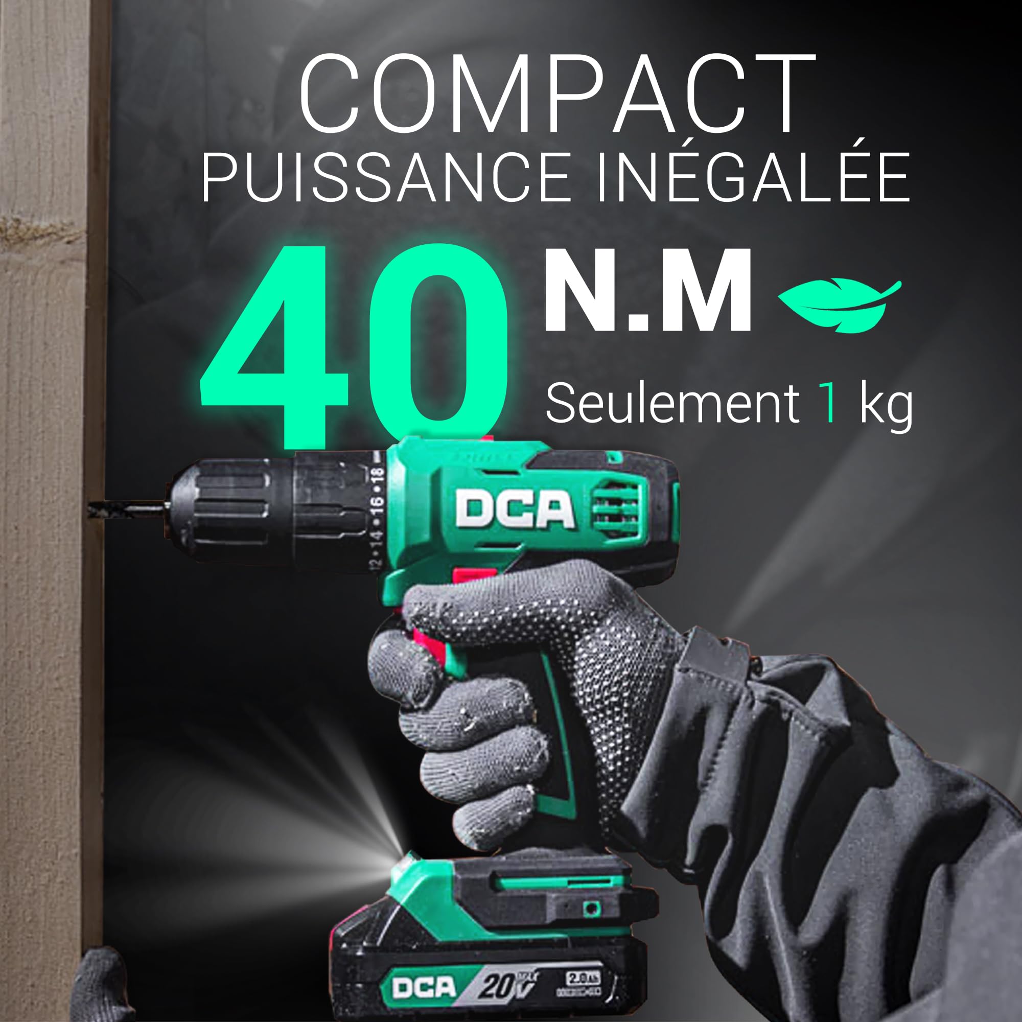 Perceuse à percussion sans fil 20V 40 Nm mandrin 13 mm 2 vitesses avec accessoires
