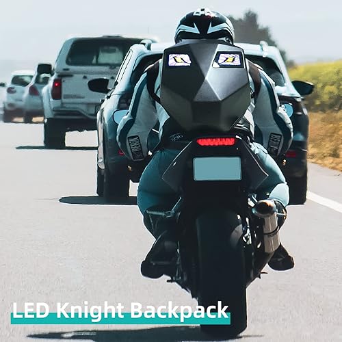 Miniatura 3 de LED Motorcycle Backpack with Programmable & Full Color Screen, Waterproof Helmet Backpack for Men, Riding, Laptop 16 Inch (Black)