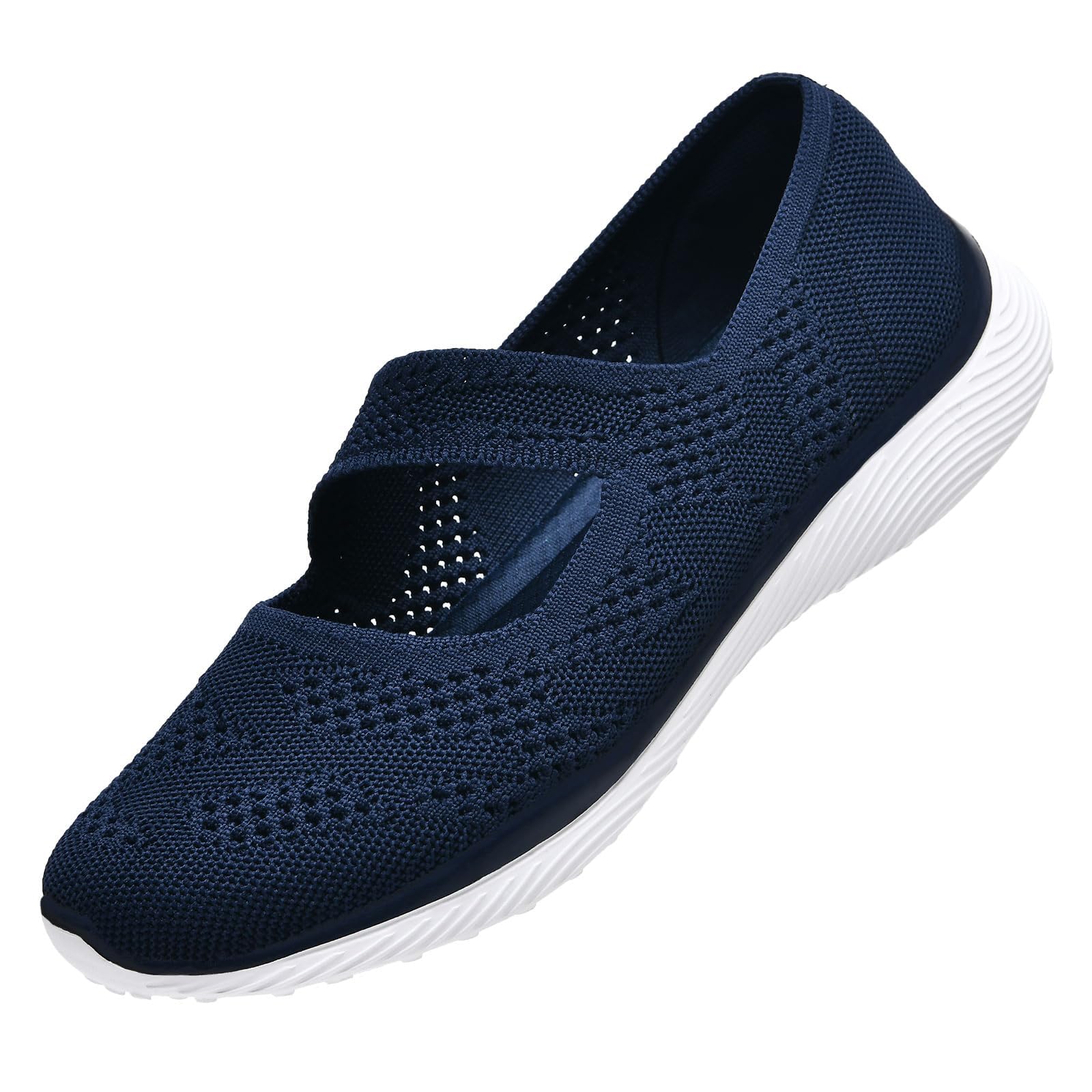 Women Mary Jane Shoes Slip On Walking Flats Comfortable Dressy Knit Washable Casual Nurse Shoe with Arch Support-image-20