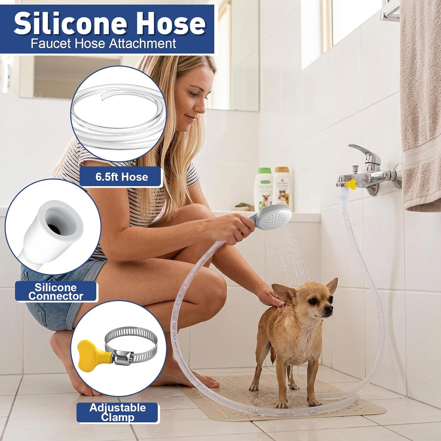 Dog Shower Hose Attachment for Faucet - 6.5ft Sink Hose for Bathtub Faucet image 4