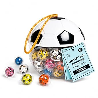 World Cup Soccer Football Filled Gummy Candy Ball Party Bucket - Assorted Fruit Chewy Snacks, Home, Stadium Tailgate, Match Ball Food, Tournament Viewing Sweet Treats for Fans Kids & Adults - 70 PCS