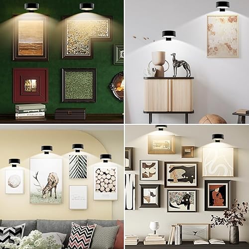 Miniatura 7 de Paquete de 3 luces de imagen a pilas con control remoto, luz de pintura para arte con 3 colores de iluminación y regulable, luz LED de acento en la