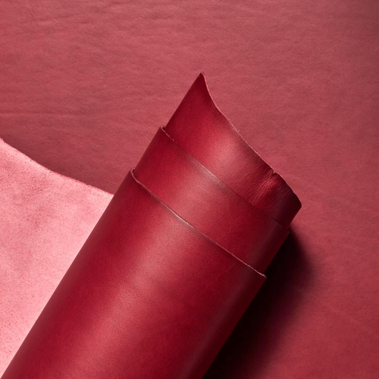 Buckleguy.com Valdibrana Conceria, Tarano, Italian Vachetta Leather, Panel, Carmine Red