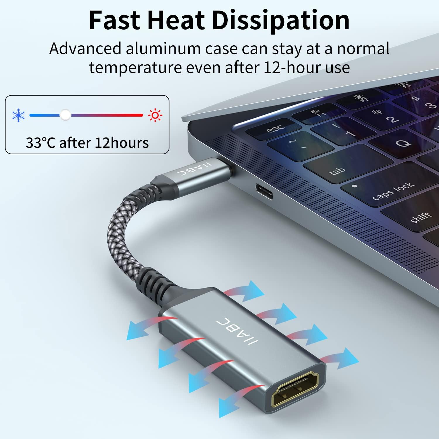 Adaptador USB-C a HDMI IIABC — Uso con laptop y monitor 4K