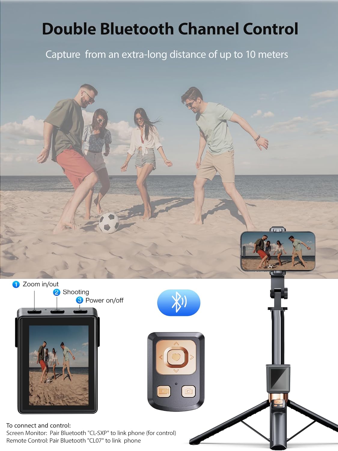 3 in1 Phone Tripod 67'' with Vlog Selfie Monitor with Light, 2'' in Back Camera Screen Mirroring with Wireless Remote, Selfie Stick Tripod Vlog Monitor for Phone Android Tiktok Content Creator