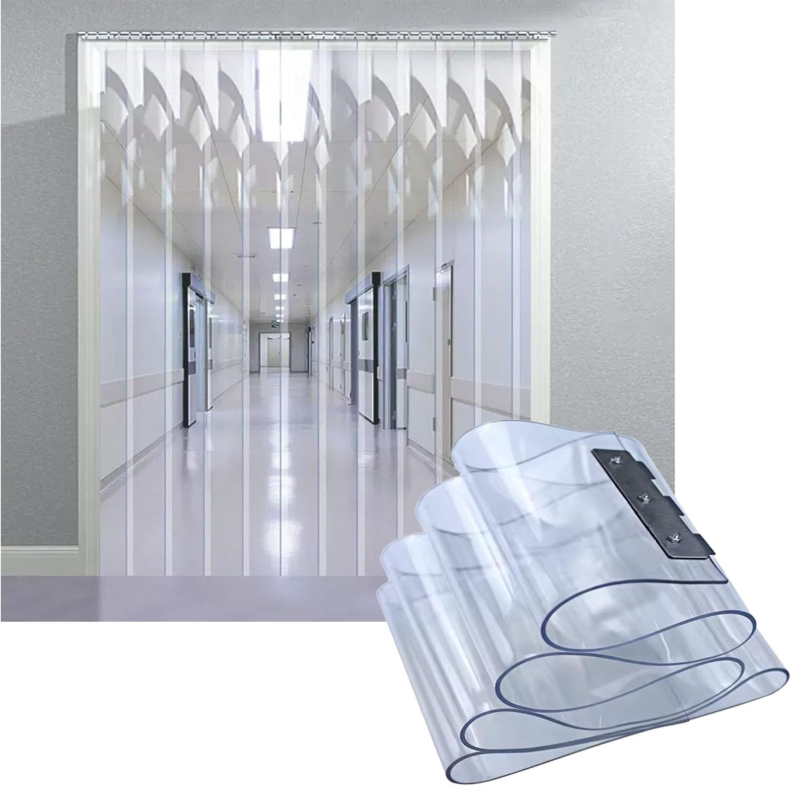 Rideau de Porte à lanières, Bandes de Porte en Plastique imperméables, épaisseur de 1,5 mm, Bande de Rideau en PVC Transparent Standard pour salles Blanches, entrepôt, Garage (Couleur : tran