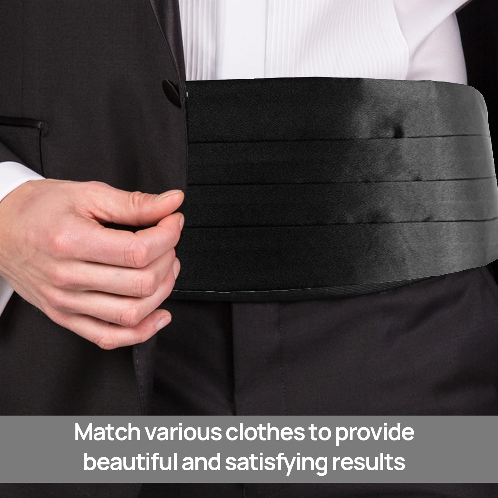 Satin Kummerbund Herren, Kummerbund für Herren, Kummerbund Männer, Verstellbarer Kummerbund, Schwarz Kummerbund Männer für Smoking Frack Anzug Hemd