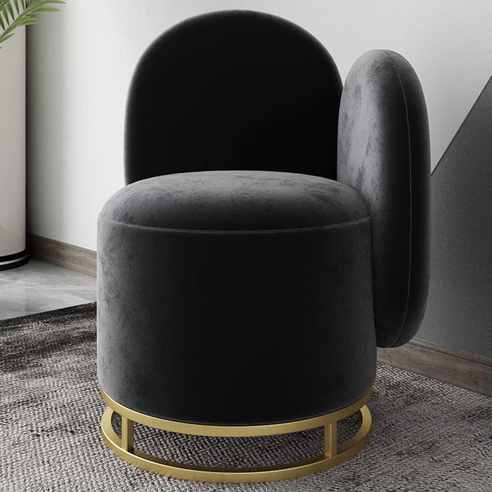 Pouf cactus noir en tissu pour coiffeuse et chambre élégante