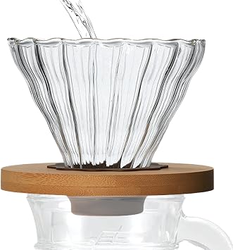 Drip Coffee Maker Pour Over - Clear Glass Pour Over Coffee Cone with Stand | Coffee Funnel, Single Cup Pour Over, Hand Brewed Coffee Filter Cup for Coffee Lovers