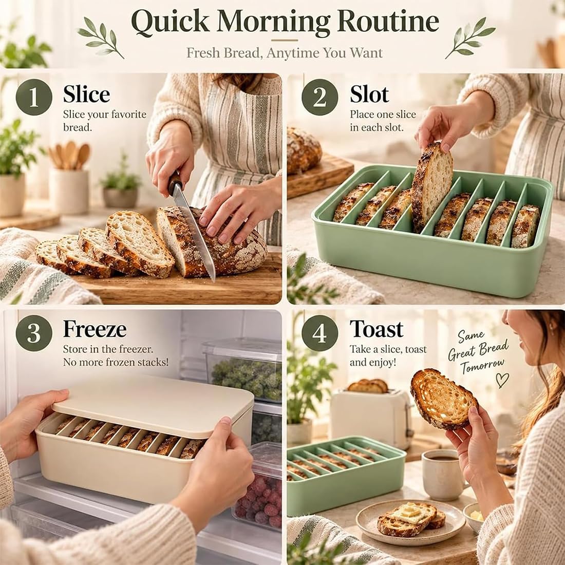 11-Slot Silicone Bread Freezer Box, Keep Sourdough Slices Separate (All)