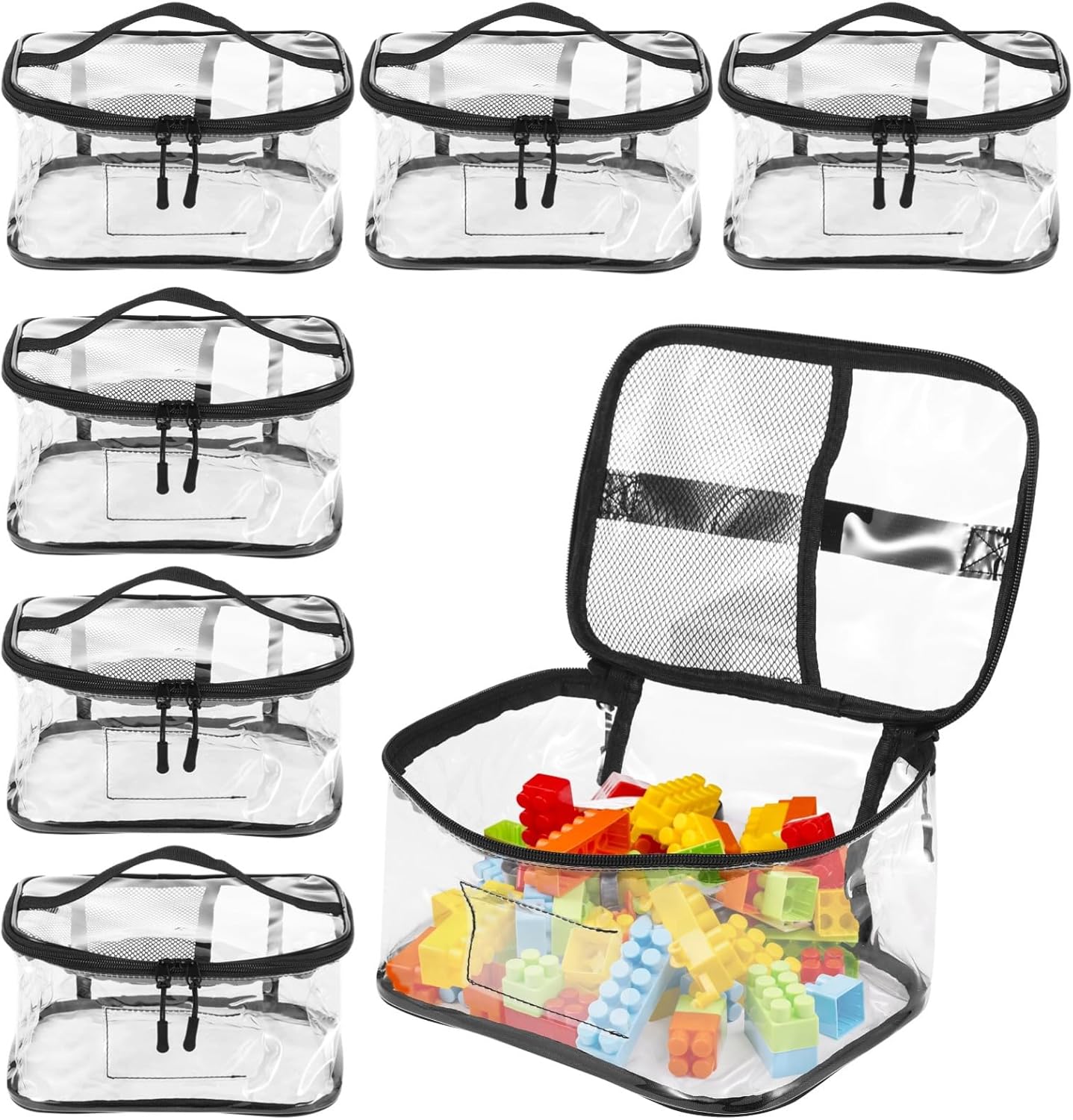 6-Pack Storage Bags For Toys, Waterproof Pvc, Zipper & Handle, Stackable, 9.45 X 6.70 X 5.12 Inches