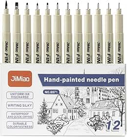 Conjunto de 12 Canetas Nanquim Profissionais, Pontas Diferentes 0.2-3.0mm, à Prova D'água, para Mangá, Desenho Técnico, Lettering e Caligrafia
