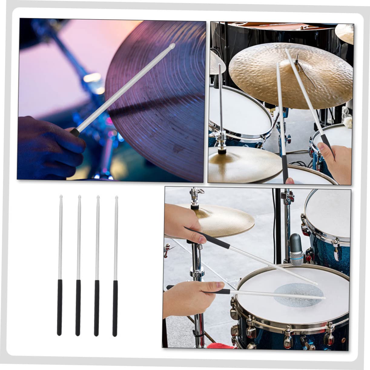 YARNOW 4pezzi Bacchette Per Batteria in Lega Alluminio Bacchette Per Batteria Senza Packaging Adatte Strumenti Percussione Acustici Ed Elettronici Impugnatura Antiscivolo e Design Forma d