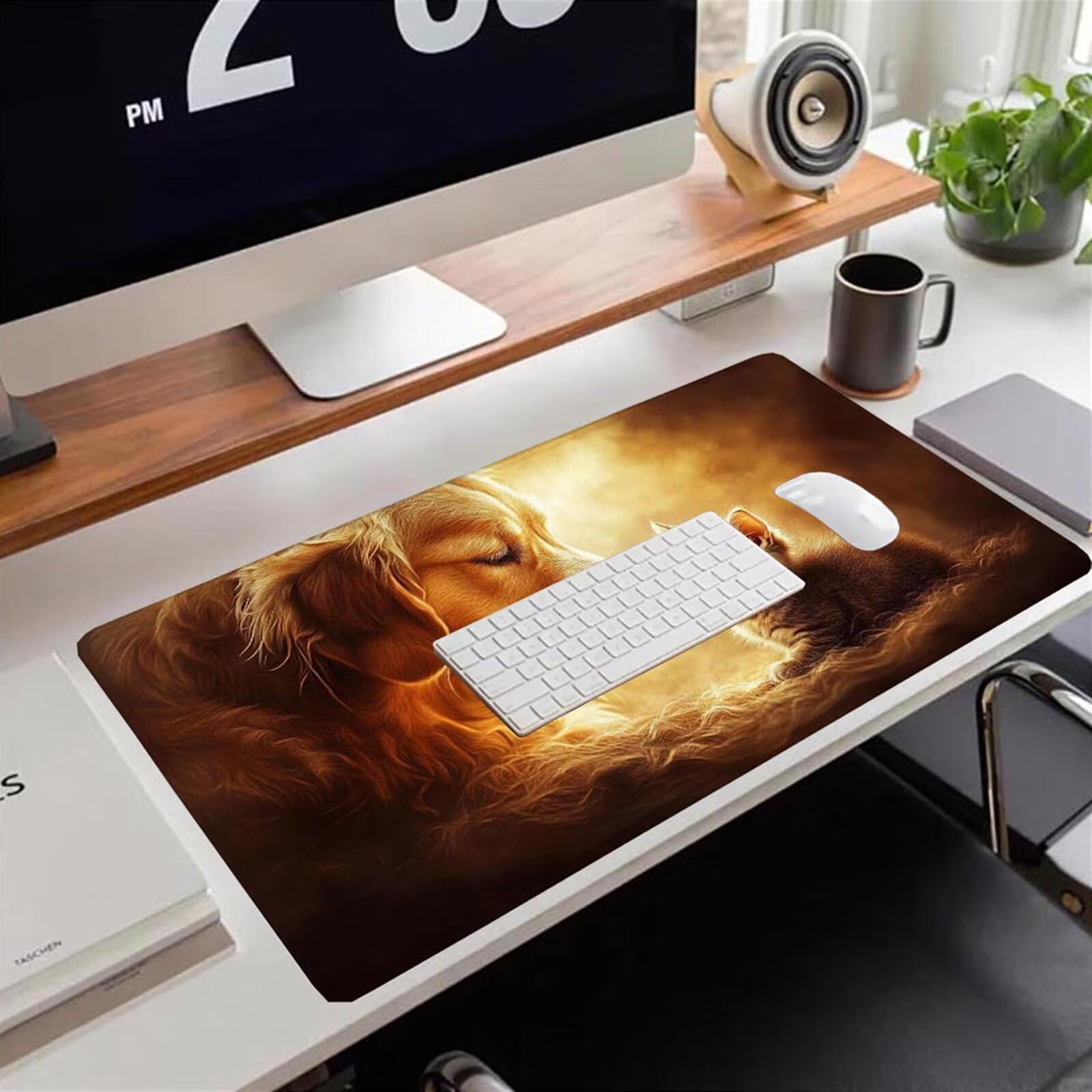Gamingowa podkładka pod mysz 1200 x 600 x 3 mm, XXL, wodoszczelna, odporna na ścieranie, z przyszytymi krawędziami, żółta, podkładka na biurko, poprawia prędkość i precyzję, do komputera, laptopa