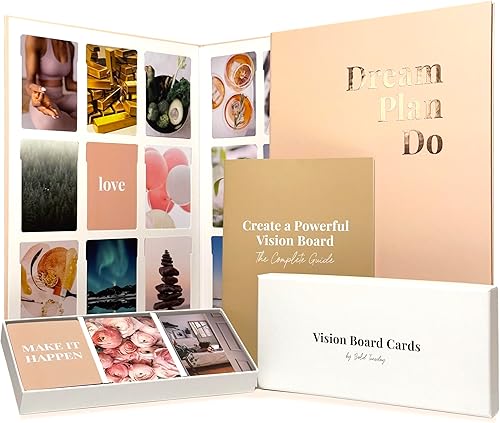 Kit de tablero de visión para mujer, 168 tarjetas con imágenes y citas de primera calidad, tablero plegable y libro guía | Suministros completos de