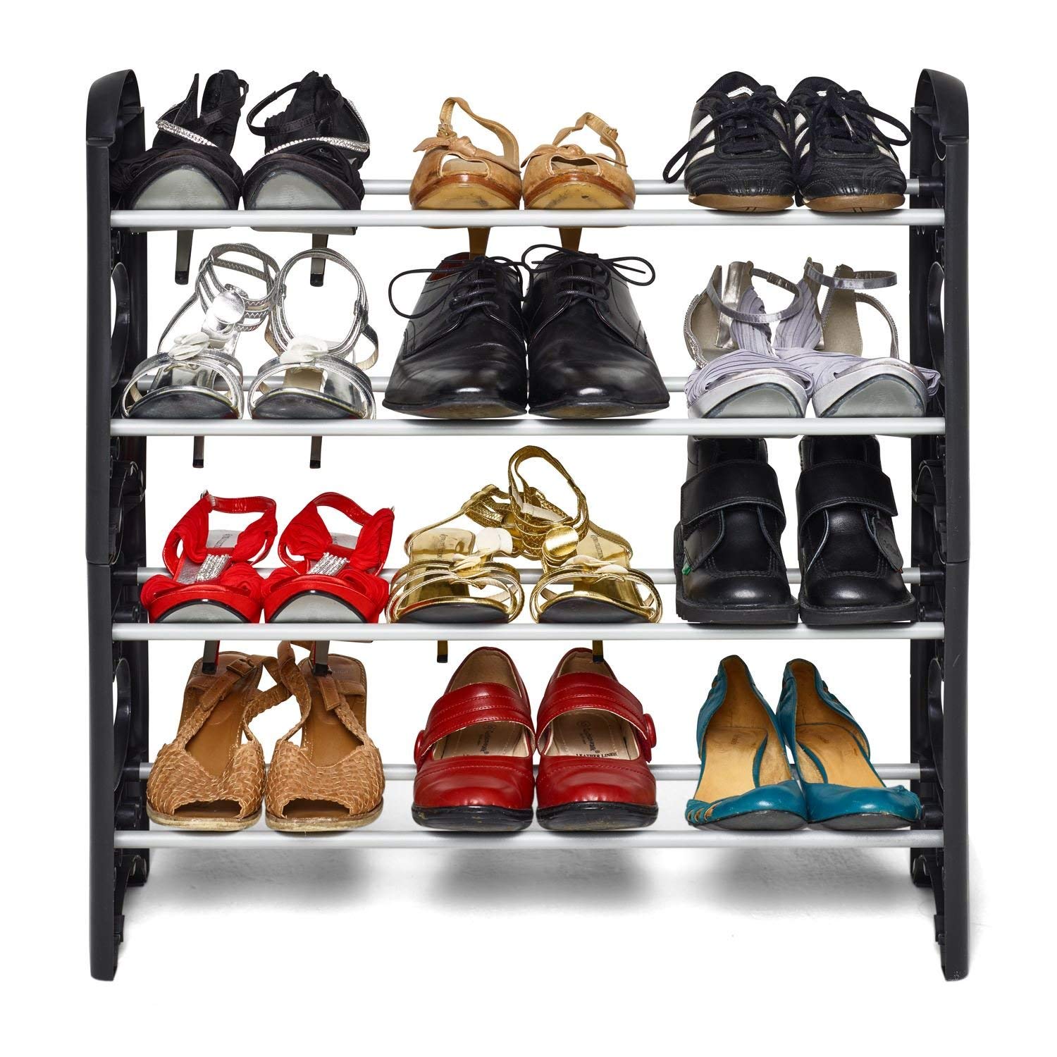Plastic 4 Layer Portable Shoe Rack/Shoe Cabinet/Shoe Organizer, Foldable (Black)-picture-13