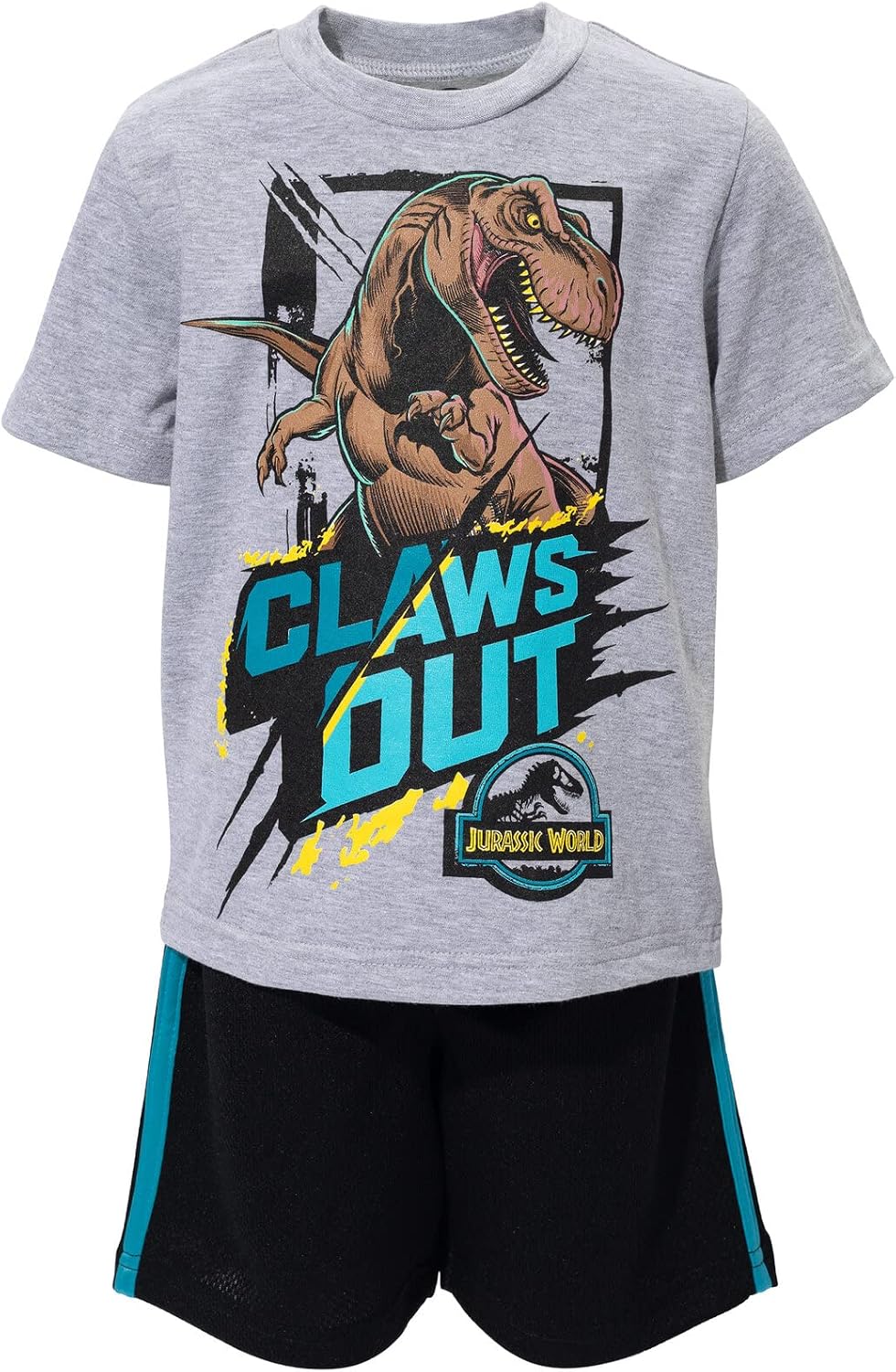 Jurassic World Dinosaur Athletic Graphic T-Shirt Mesh Shorts Outfit Set Toddler to Big Kid