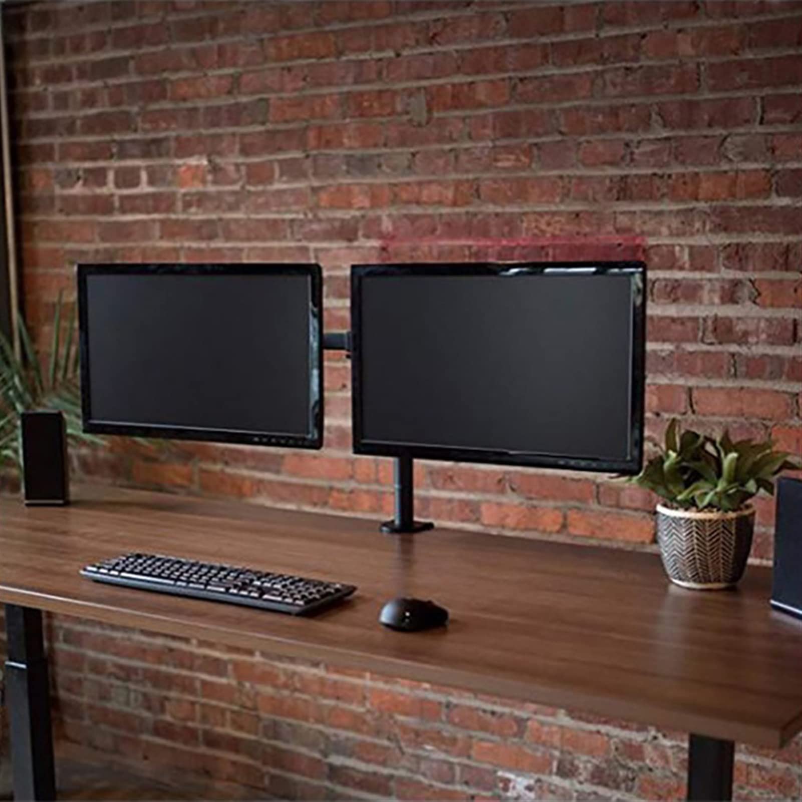 Support de bureau pour moniteur Support de bureau double for moniteurs LCD LED 10-27", bras doubles ergonomiques à mouvement complet, supporte jusqu'à 17,6 lb par bras, VESA 75 x 75/100 x 100 mm Suppo