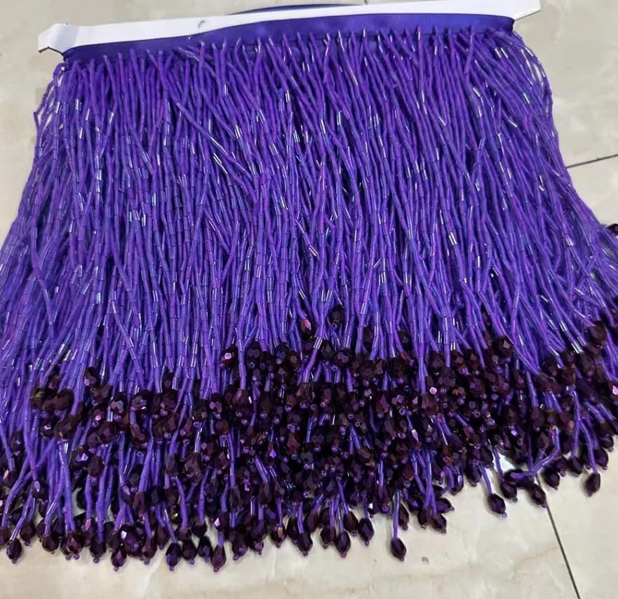 Premium Quality Many Color Beads Tassel Fringe Lace DIY Sewing Wedding Dress Handmade Beads with Crytal Stone for Party Dress (Green)