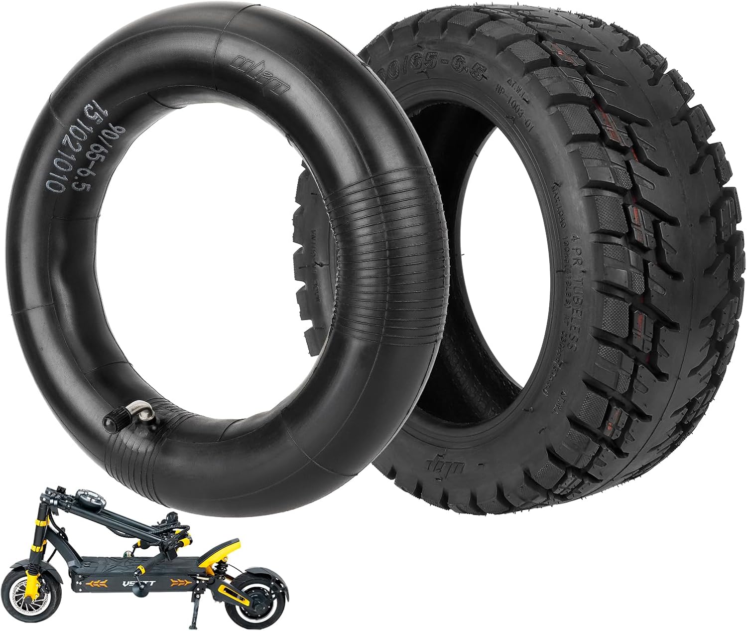 Ulip 100/65-6.5 scooter vacuum tire with 90/65-6.5 inner tube for VSETT 11+ Zero 11X Dualtron for 11 Inch Electric Scooter Tubeless Tire front rear wheels (1 tire and 1 inner tube)