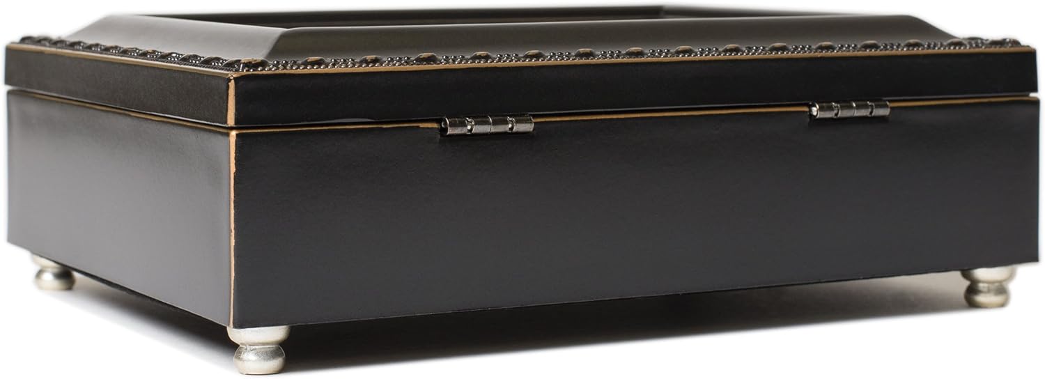 Cottage Garden First Communion Boy Distressed Black Music Box Plays Handel's Hallelujah