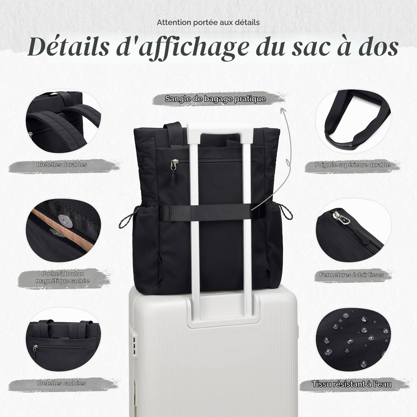 GOLF SUPAGS Sac à Dos Convertible pour Ordinateur Portable Femme, Rangement pour Tapis de Yoga, Sac de Yoga pour Femme, Sac de Fitness Sport, pour les Voyages, Fitness, Yoga et Travail