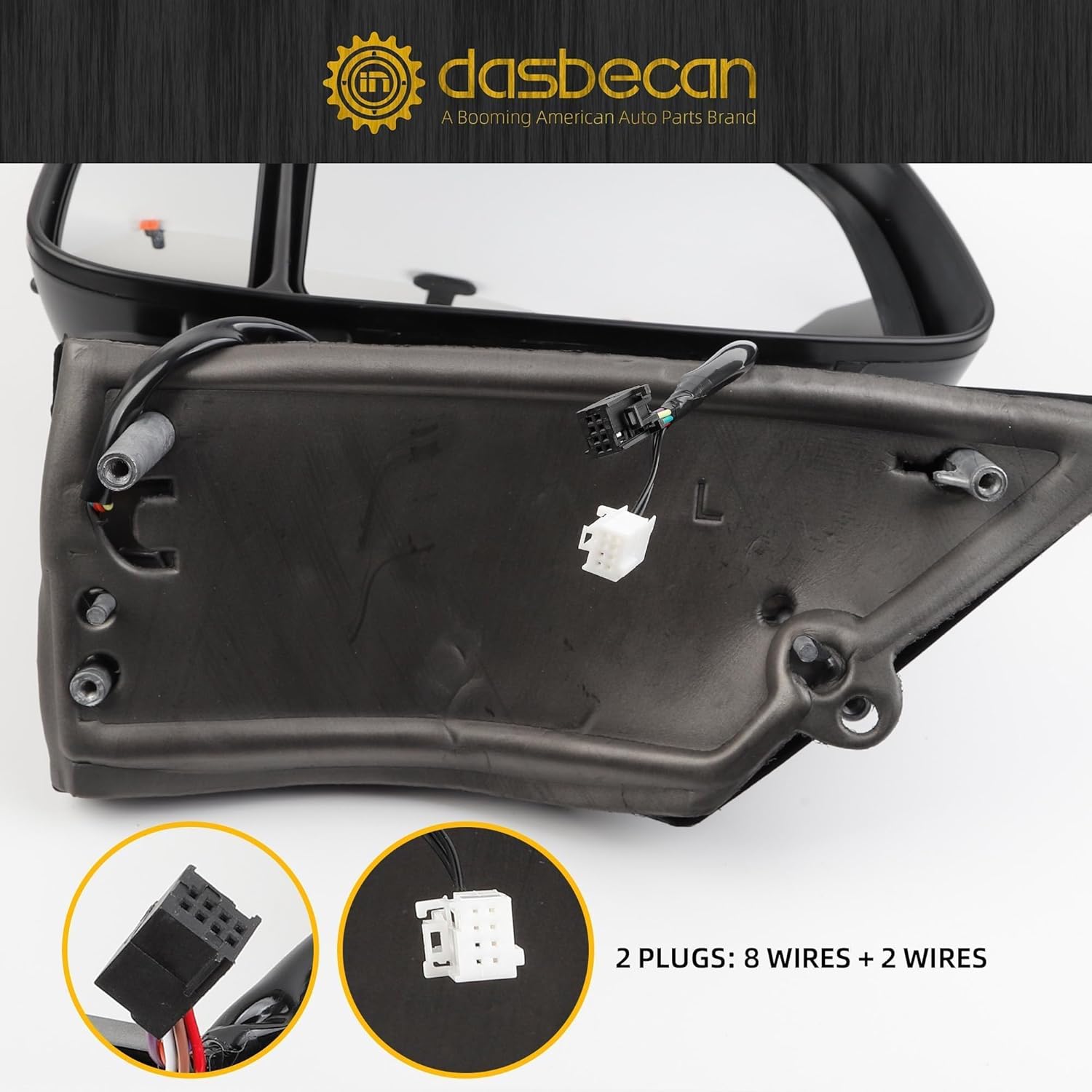 Dasbecan Left Driver Side Mirror Compatible with Dodge Ram Promaster 1500 2500 3500 2014-2022 Heated Power Glass Manual Fold Turn Signal Temperature Sensor Short Arm #CH1320376 55VE99JXWAE, 8+2 PINS