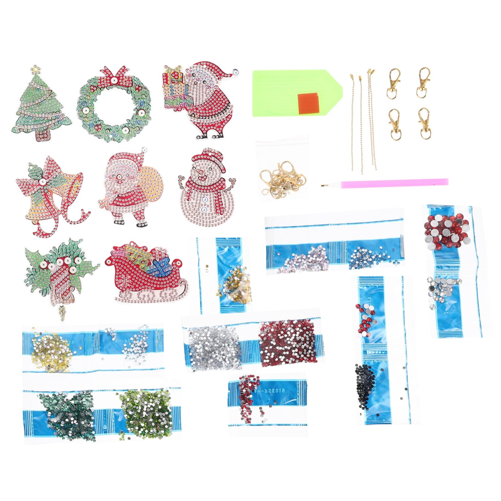 HOODANCOS 3sets Portachiavi Decorativi Natalizi Con Elementi Di Natale Kit Di Pendenti Fai Da Te Per Abbellire Chiavi Borse e Auto Creativo Per Feste