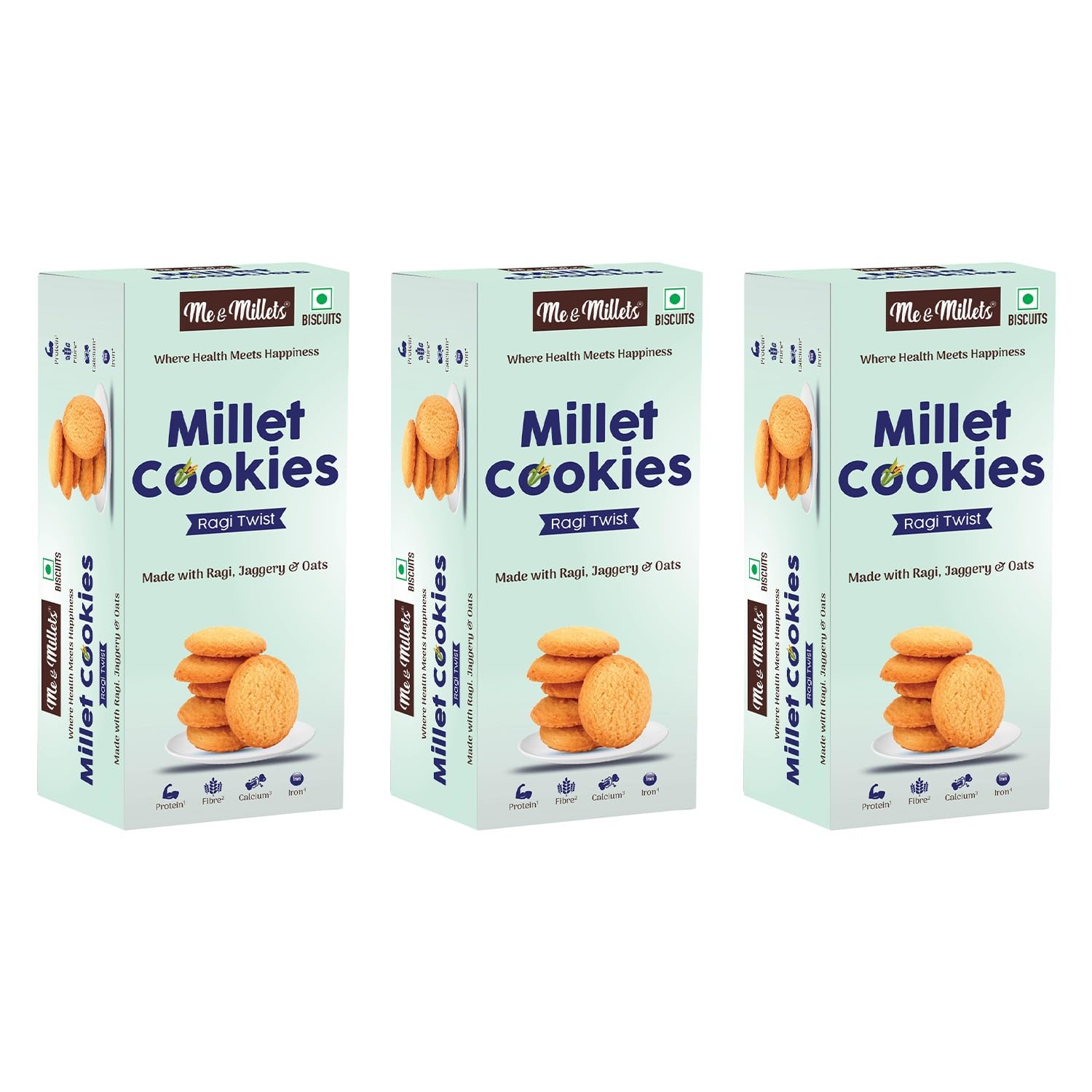 - Cookies - Ragi Twist (Pack of 3, Each 75g) - Delicious Millets Biscuits, Rich In Protein & Fiber, Healthy Tea Snack (Jain Friendly)