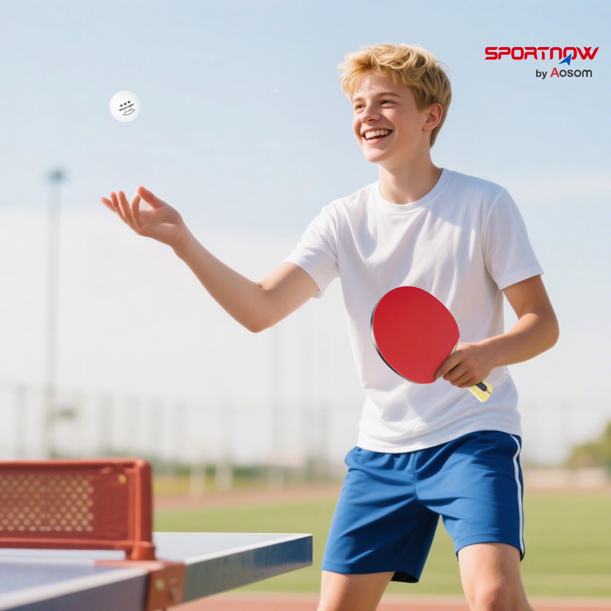 SPORTNOW Lot de Raquettes de ping-Pong, Tennis de Table 4 Raquettes + 8 balles + 1 Sac, pour Amateurs, débutants, Experts