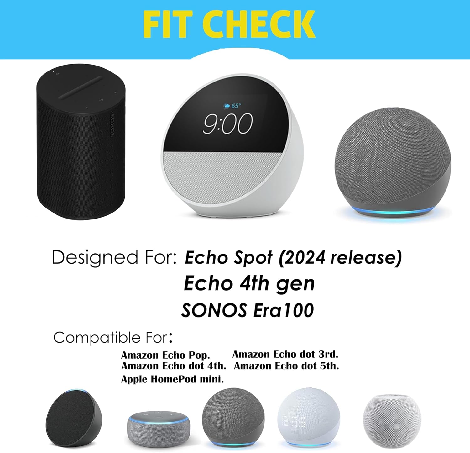 Compatible for Echo 4th Gen Shelf Wall Moun Stand,Built-in Cable Management, Compatible for sonos era100(Transparency Black) - Image 8