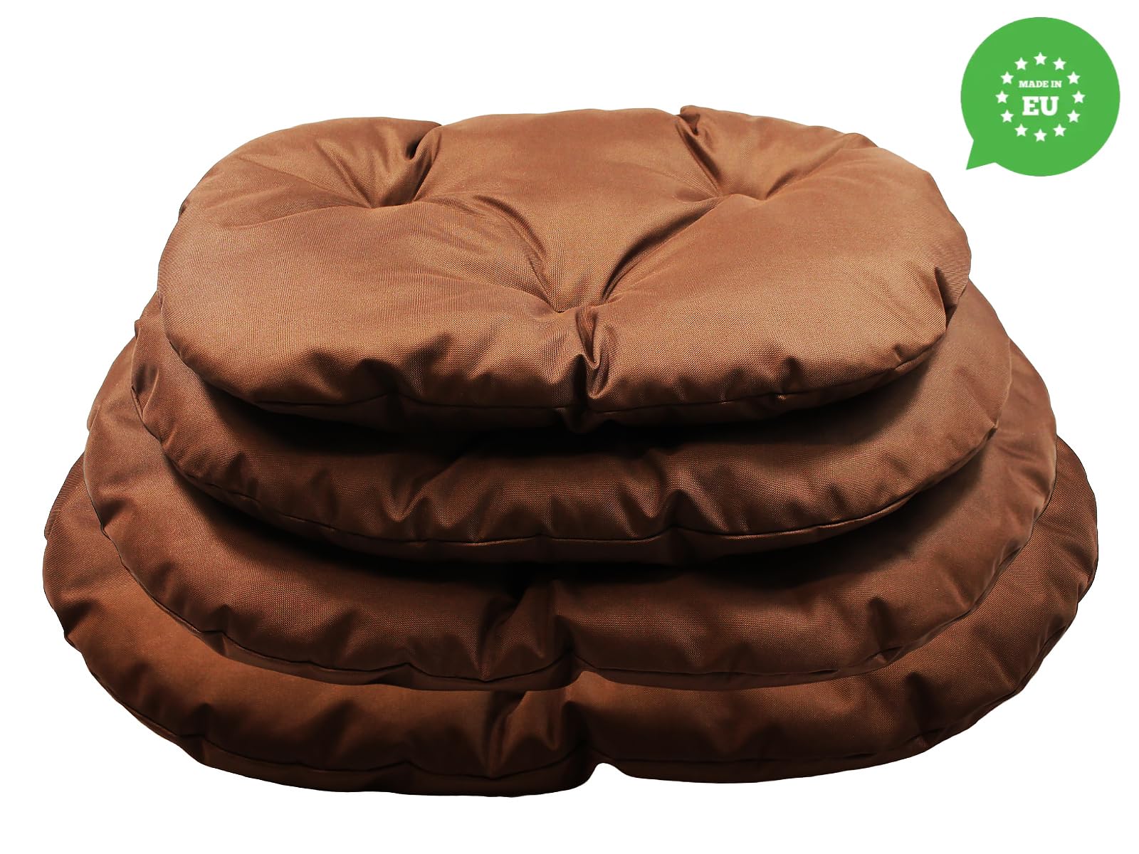 Cojín para Perros y Gatos - Tamaño Ovalado 80 x 58 cm Color Marrón - Cama Lavable - Ideal para Cestas de Transporte o Camas