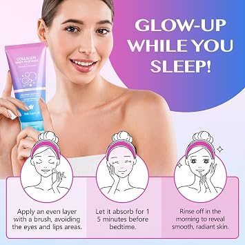 Collagen Night Wrapping Mask,Overnight Sleeping Mask for Delivers Deep, Lasting Hydration,Peel Off Face Masks,Korean Skincare (75ml)