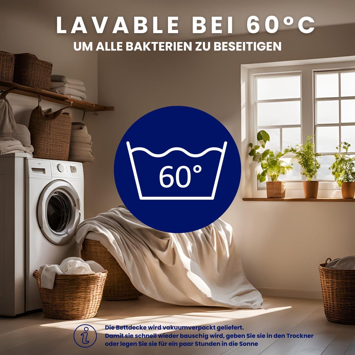 DREAMWAY Bettdecke 220x240 cm 4 Jahreszeiten – 2-teilige Steppdecke: 300gsm Ganzjahresdecke + 150gsm Sommerdecke – kombinierbar für Sommer, Winter & Übergang – Weiß