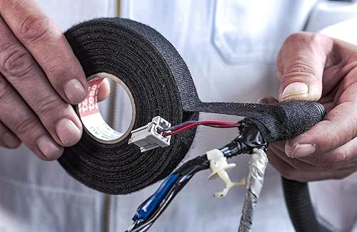 Miniatura 2 de campolina Tesa 51608 - Cinta adhesiva de tela para cableado automotriz, 82.0 ft x 0.748 in, protección de envoltura eléctrica, paquete de 3