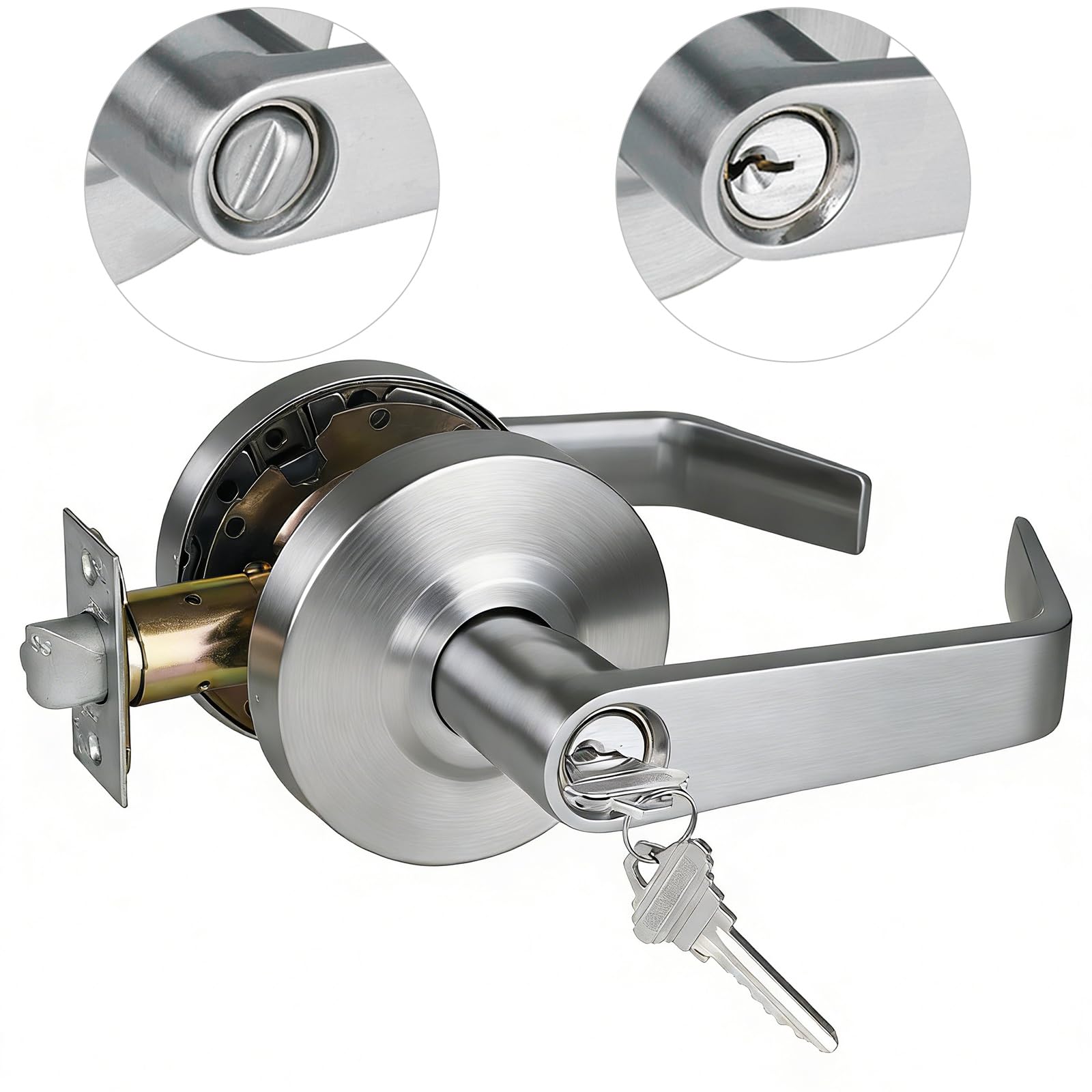 NEWBANG Grade 2 ADA Commercial Heavy Duty Entry Door Lever UL Listed and 3 Hour Fire Rated, Satin Chrome 26D, Left and Right Handed,MD-C2-1ET-1P