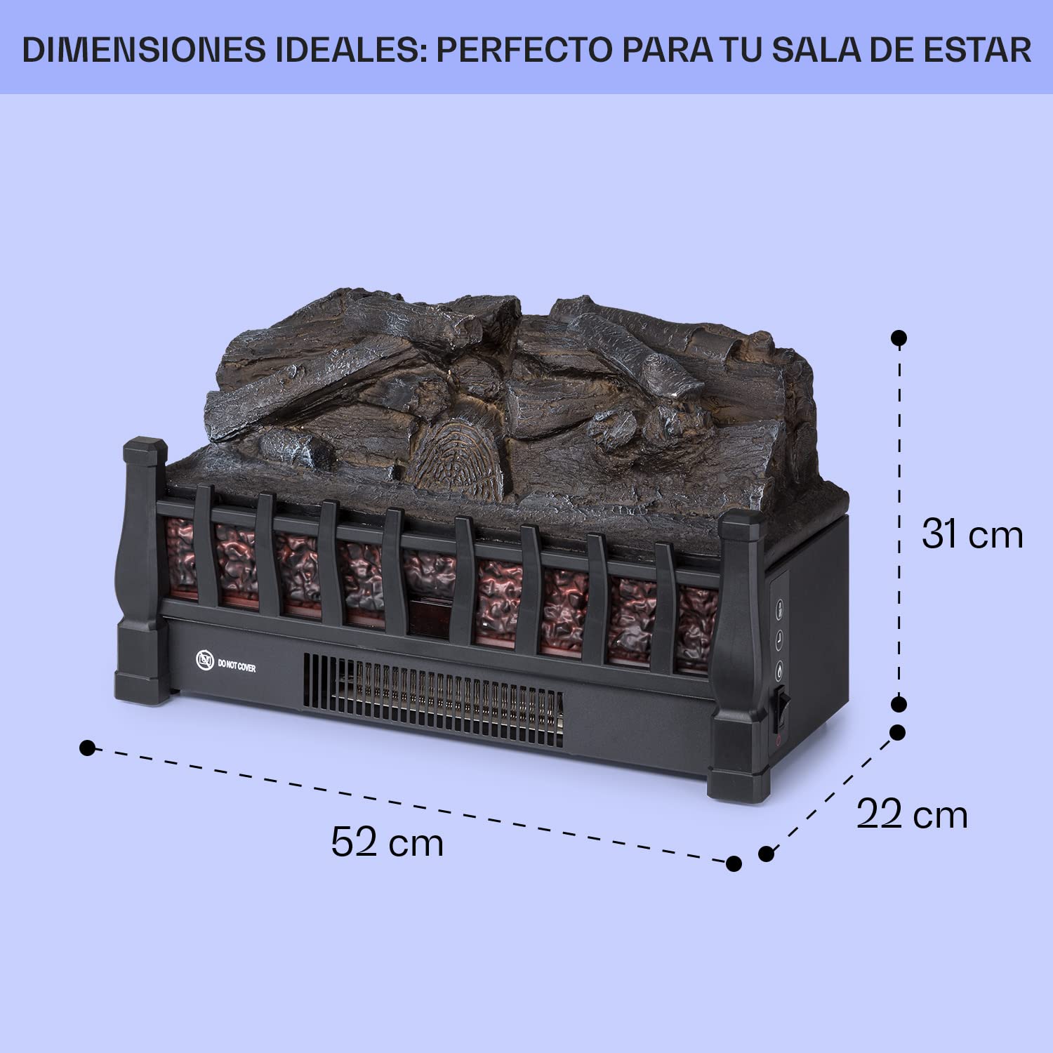 Klarstein Chimenea Electrica de Pie, Estufa sin Leña de Interior, Chimeneas Electricas Decorativas 1800W, Llama LED, Chimenea Decorativa Falsa, Mando a Distancia, Temporizador y Termostato Ajustable