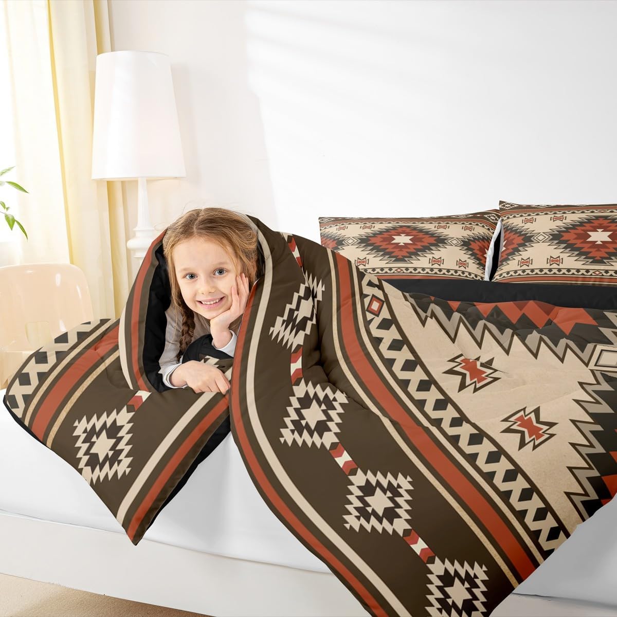 Feelyou Southwestern Comforter Set Southwest Native Bedding Set for Kids Boys Girls Geometric Comforter Bohemian Tribe Quilt Set Room 3Pcs King Size