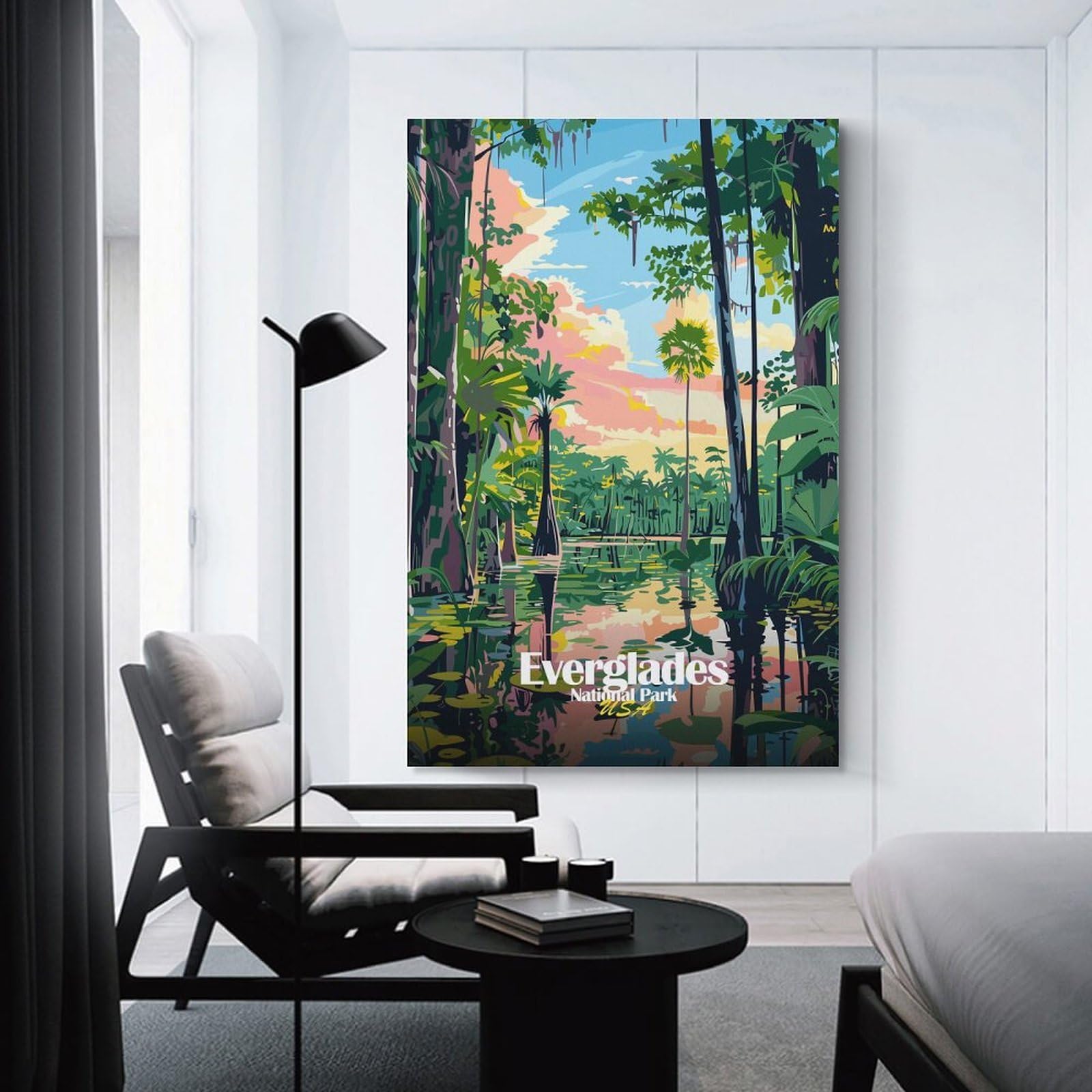 Junmoney Canvas Wall Decor Everglades National Park Illustration, 08x12inch(20x30cm), for Bedroom Decor, Cosy Corners Or Studios, Decorative Wall Art for Cosy Rooms
