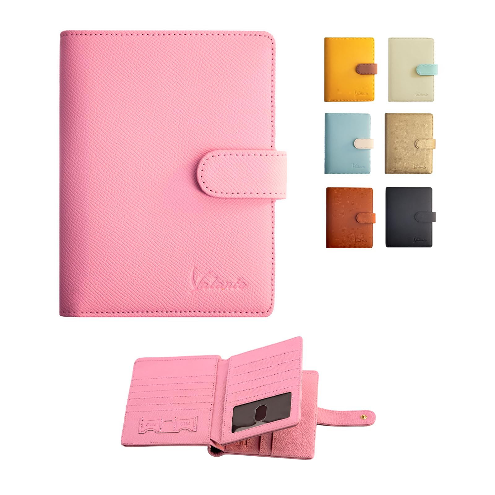Valante 3-fold RFID AirTag travel passport wallet with 21 pockets and card slots (Soft Pink, 6 * 4 inch)