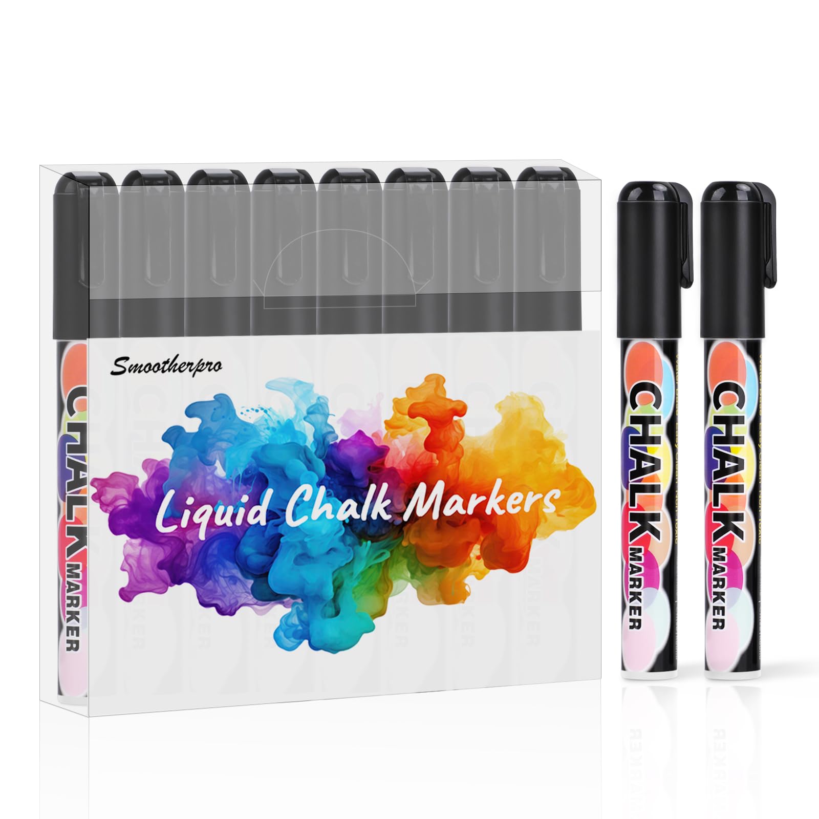 SMOOTHERPRO Liquid Chalk Marker Set 8 Colors 6mm Hightlight Blackboard Colorful Markers for Store Promotion, Menu Board, Art Decoration, Advertisement