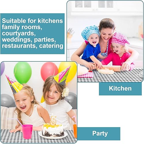 Miniatura 6 de 2 piezas de manteles de vinilo para mesas de 72 x 30 pulgadas, mantel de picnic a cuadros, mantel ajustable de franela con forro trasero estirado