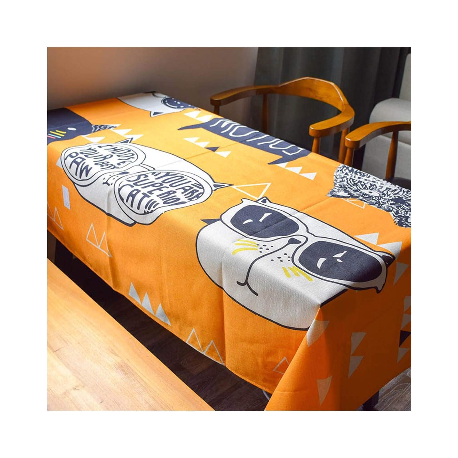 Nappe chat dessin animé en coton lin 140x230cm pour table moderne Style 1